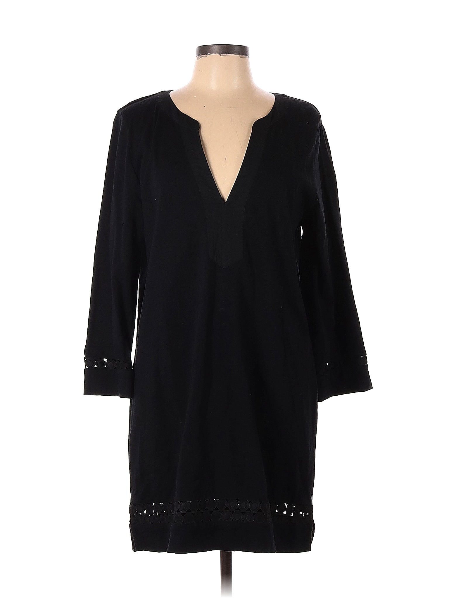 J.Crew 100 Polyester Solid Black Casual Dress Size L 69 off thredUP