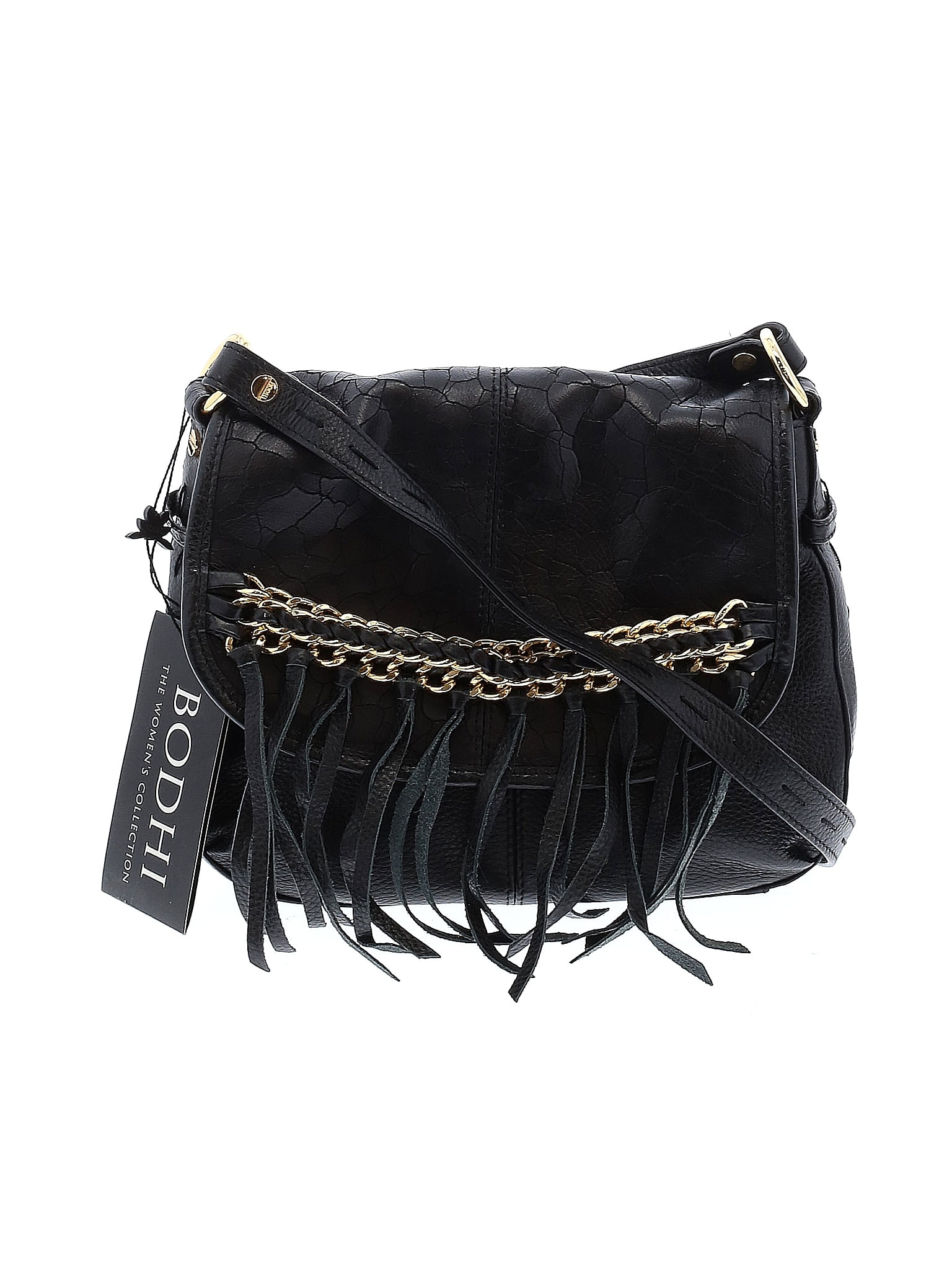 Bodhi Suede Fringe Crossbody Bag in Black