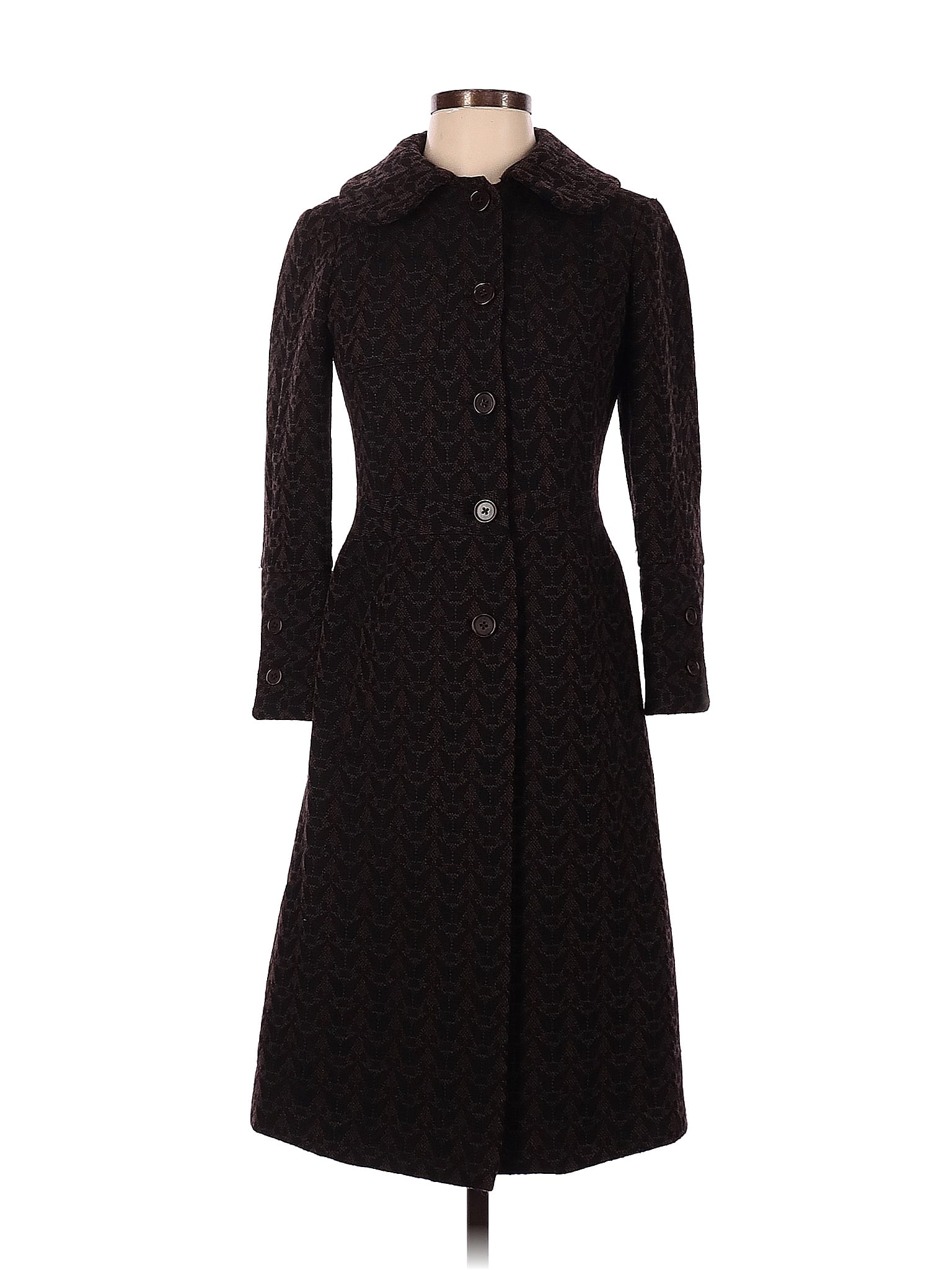 Mulberry Solid Black Brown Wool Coat Size S - 72% off | thredUP