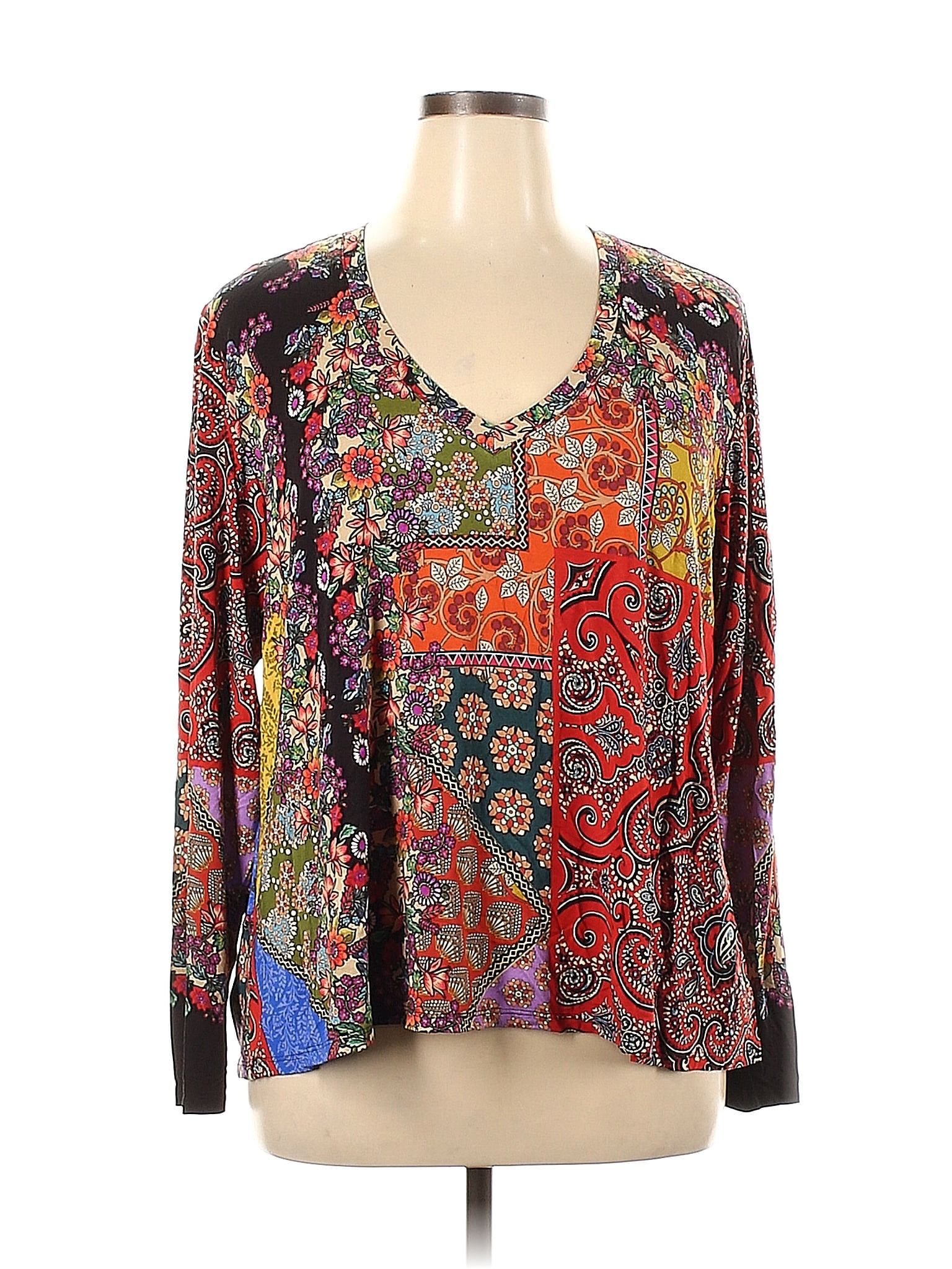 Johnny Was Paisley Red Long Sleeve T-Shirt Size XL - 63% off | thredUP