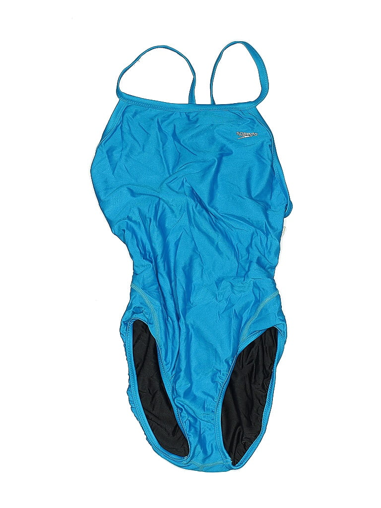 Speedo Solid Blue One Piece Swimsuit Size XL (38) 45 off thredUP