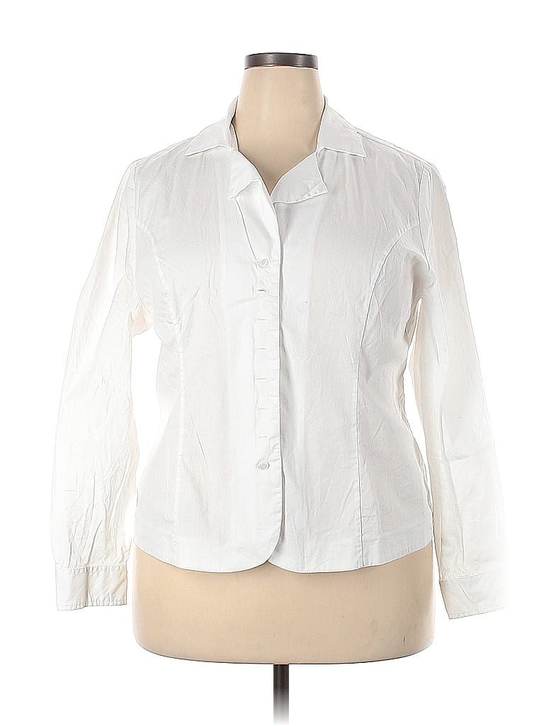 J. Peterman 100% Cotton White Long Sleeve Button-Down Shirt Size 20 ...
