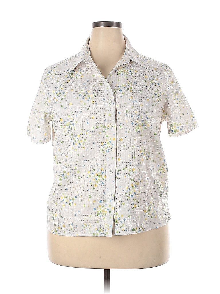 Alfred Dunner White Short Sleeve Button-Down Shirt Size 18 (Plus) - 51% ...
