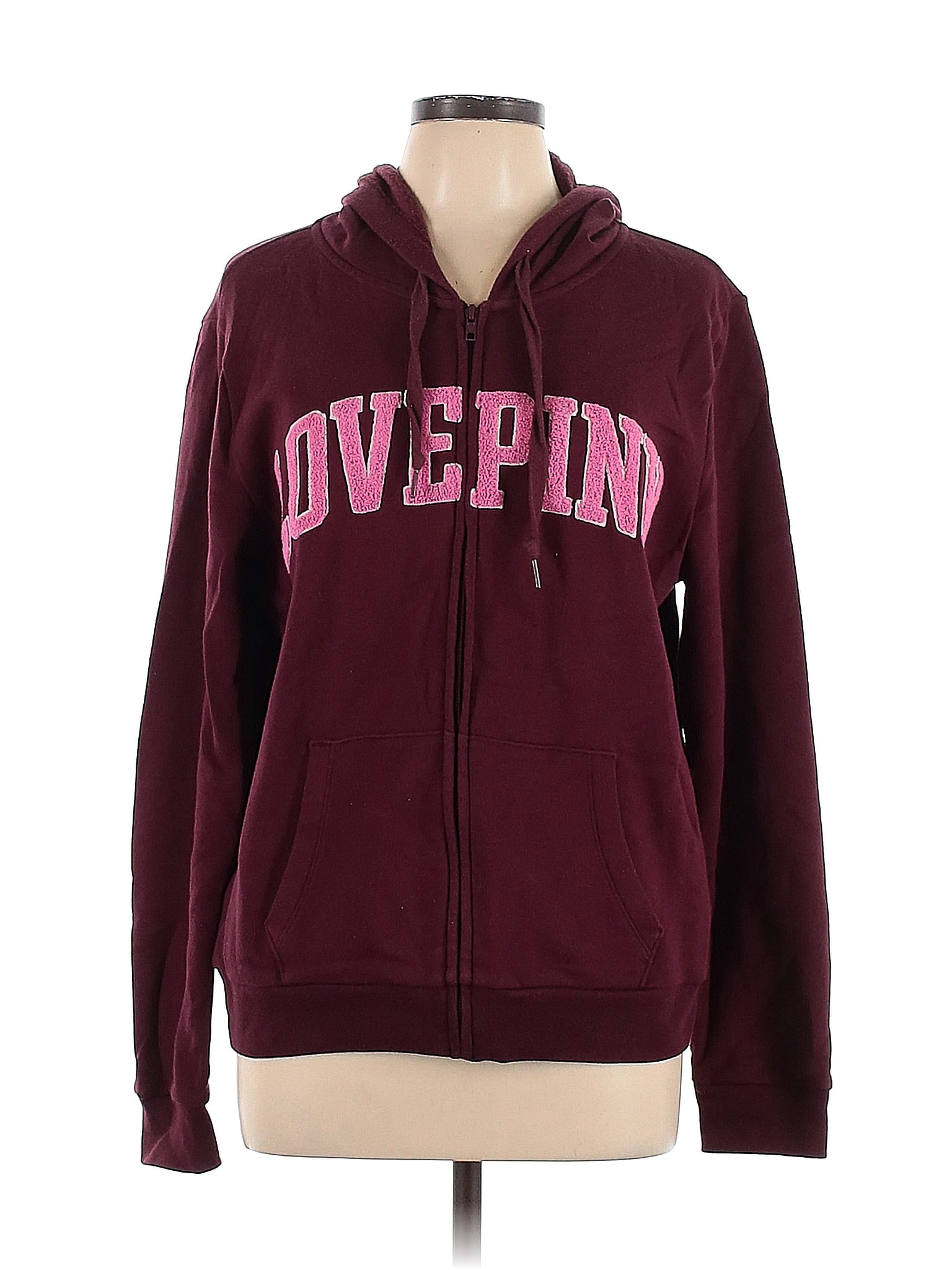 Victorias Secret Pink Burgundy Zip Up Hoodie Size L 45 Off Thredup 5401