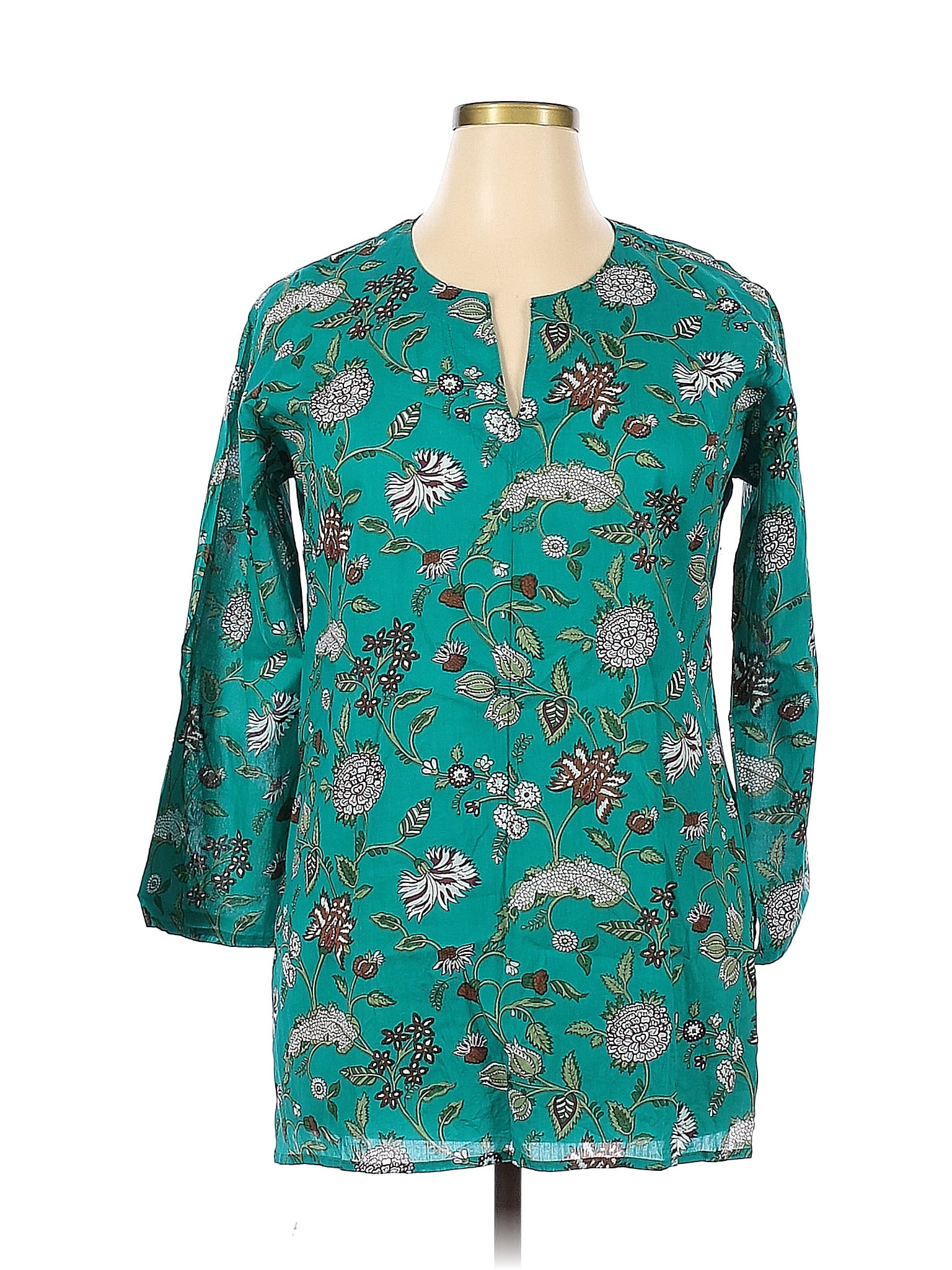 Dolma 100% Cotton Teal Long Sleeve Blouse Size XL - 80% off | thredUP