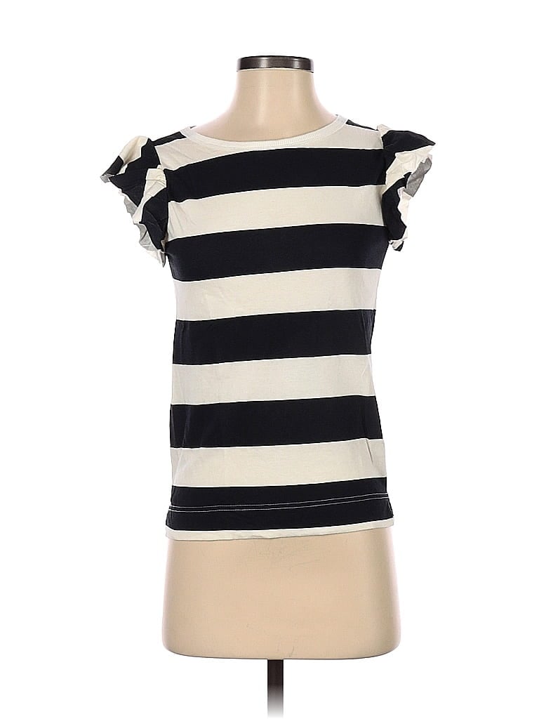 Plastic Island Stripes Ivory Black Short Sleeve T-Shirt Size S - photo 1