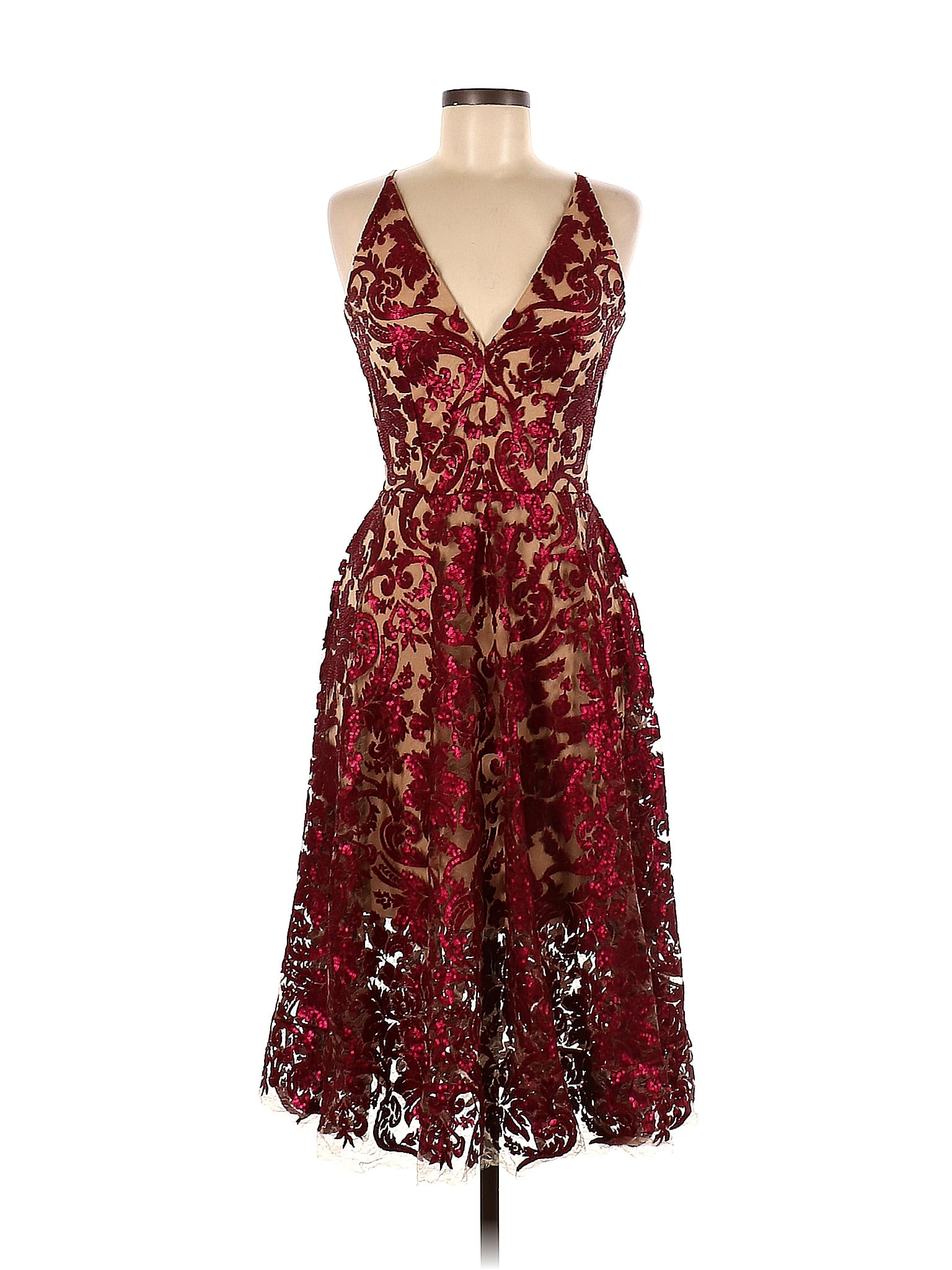 Dress The Population 100 Polyester Burgundy Cocktail Dress Size M 55