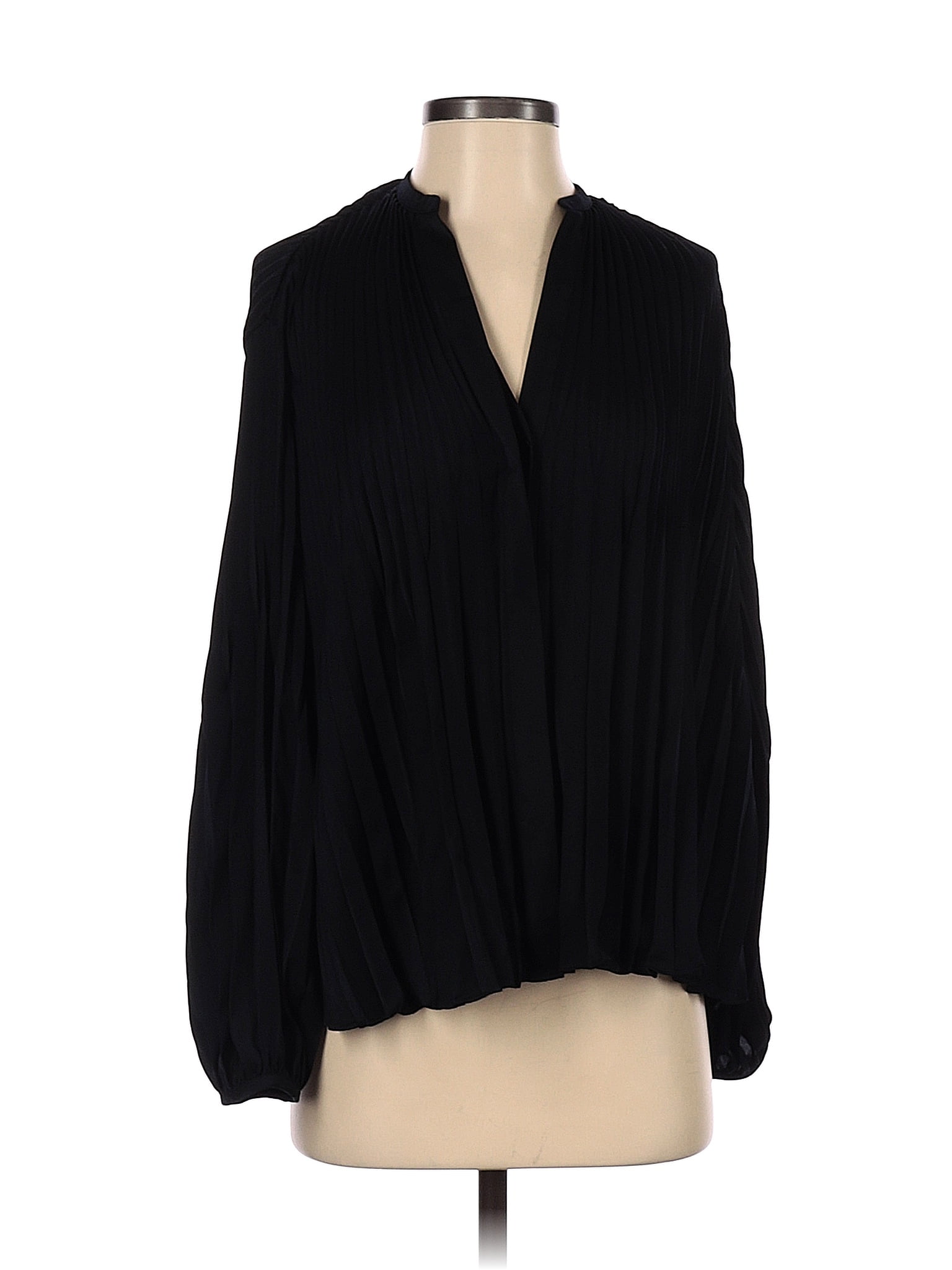 Vince 100 Polyester Solid Black Long Sleeve Blouse Size Xs 85 Off