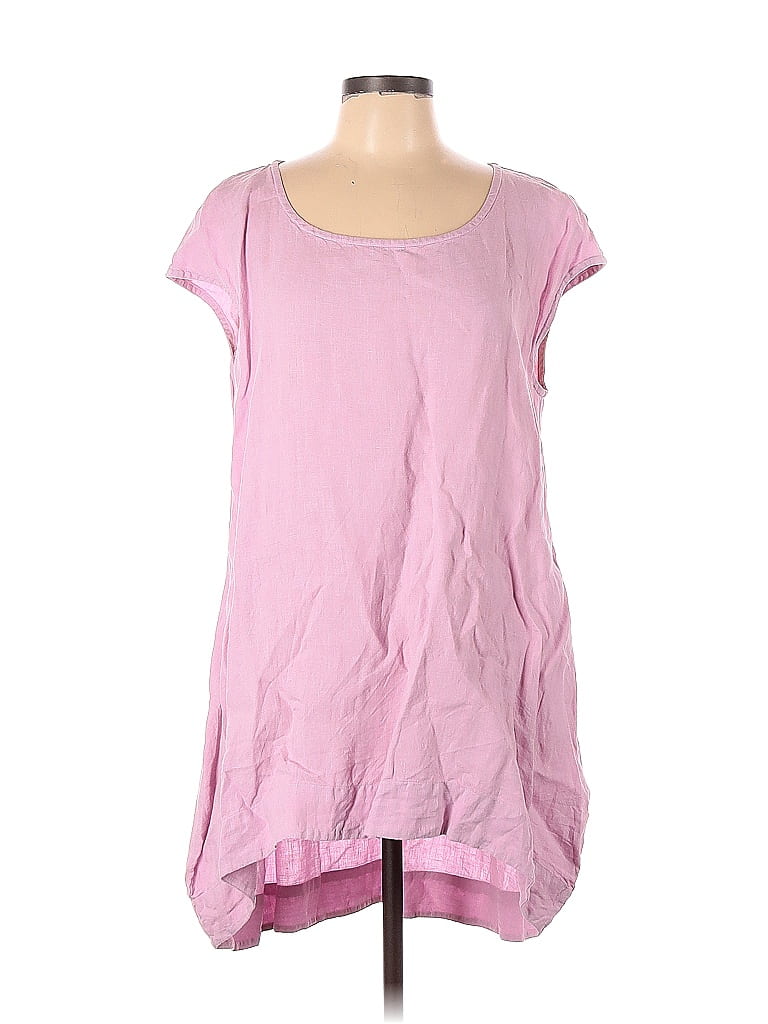 bryn WALKER 100% Linen Solid Pink Casual Dress Size L - 75% off | ThredUp