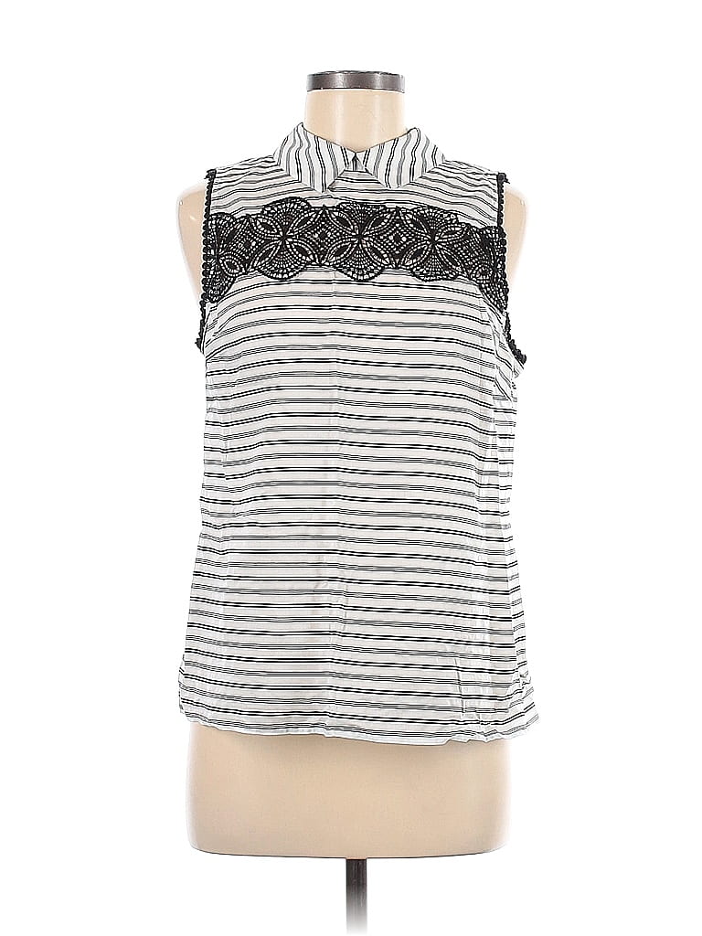 Karl Lagerfeld Paris 100% Cotton Silver Sleeveless Blouse Size 6 - 79% ...