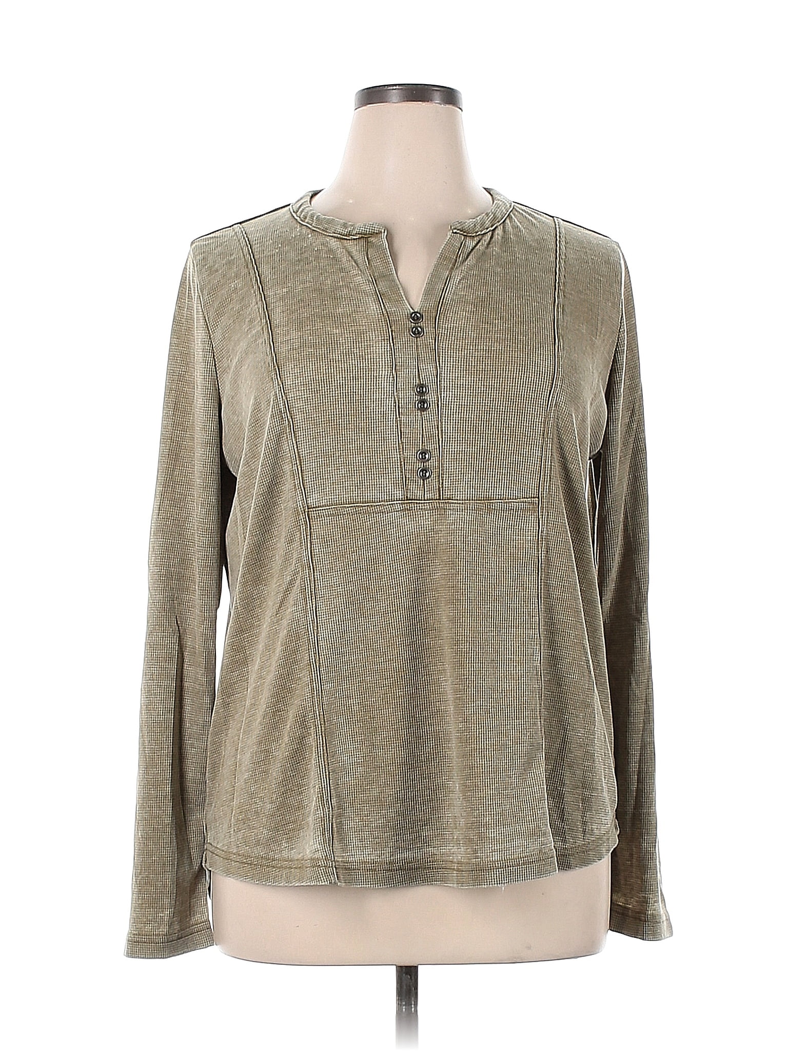 Jane and Delancey Tan Long Sleeve Henley Size XL - 51% off | thredUP