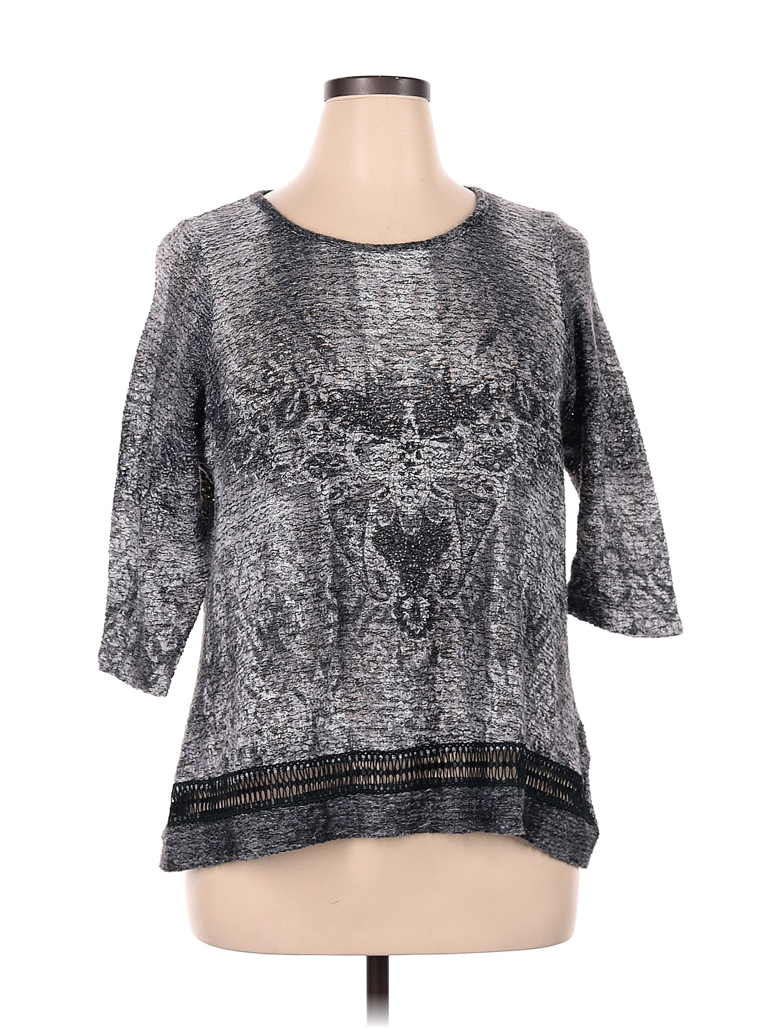 Haut Femme Old Navy Manches 3/4 - Taille SP (petite) - Bleu Marine/gris - Occasion Très Bon état
