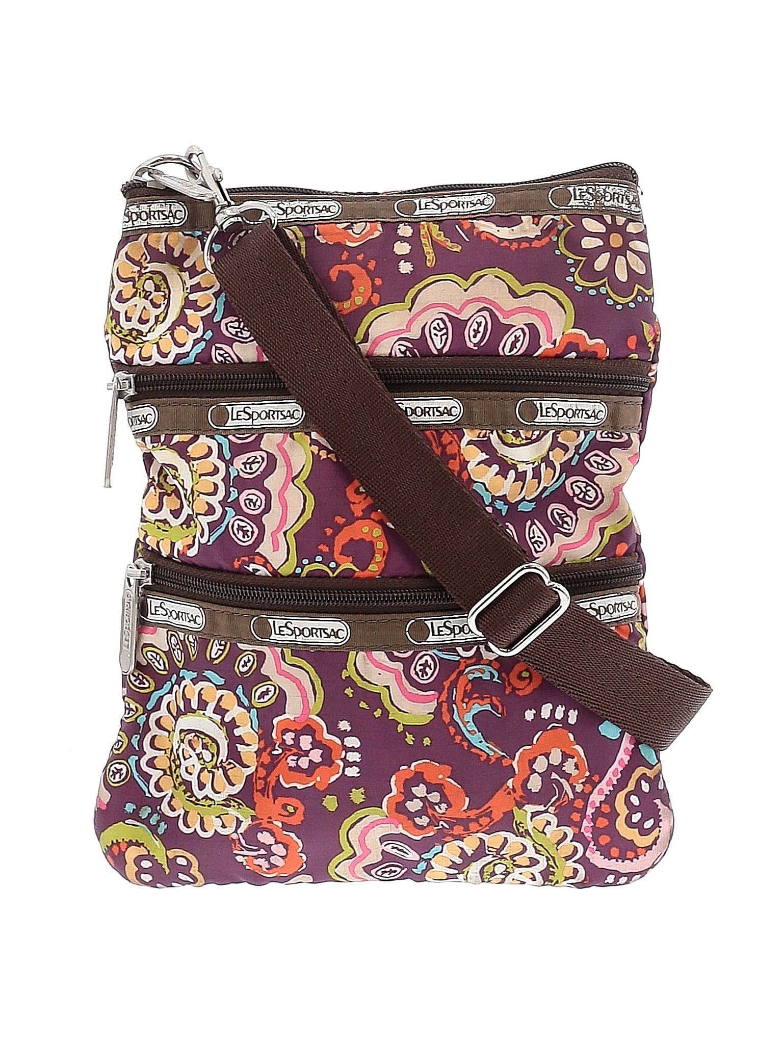 LeSportsac Color Block Graphic Multi Color Brown Crossbody Bag One Size