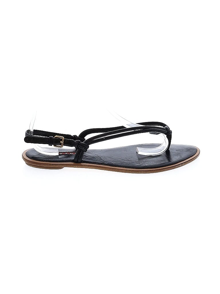 Prada Linea Rossa 100% Leather Black Sandals Size EU 40 1/2 - photo 1