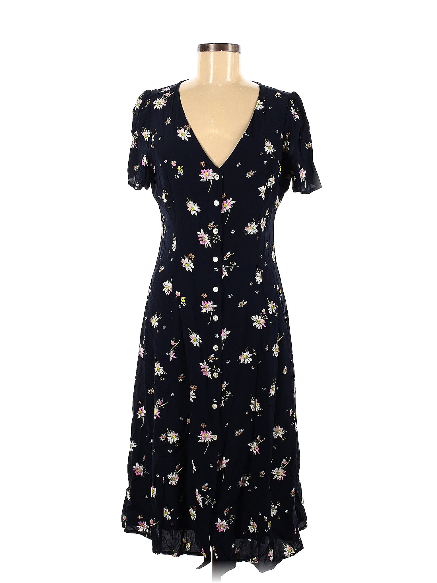 Gap 100% Rayon Floral Black Casual Dress Size 8 - 58% off | thredUP