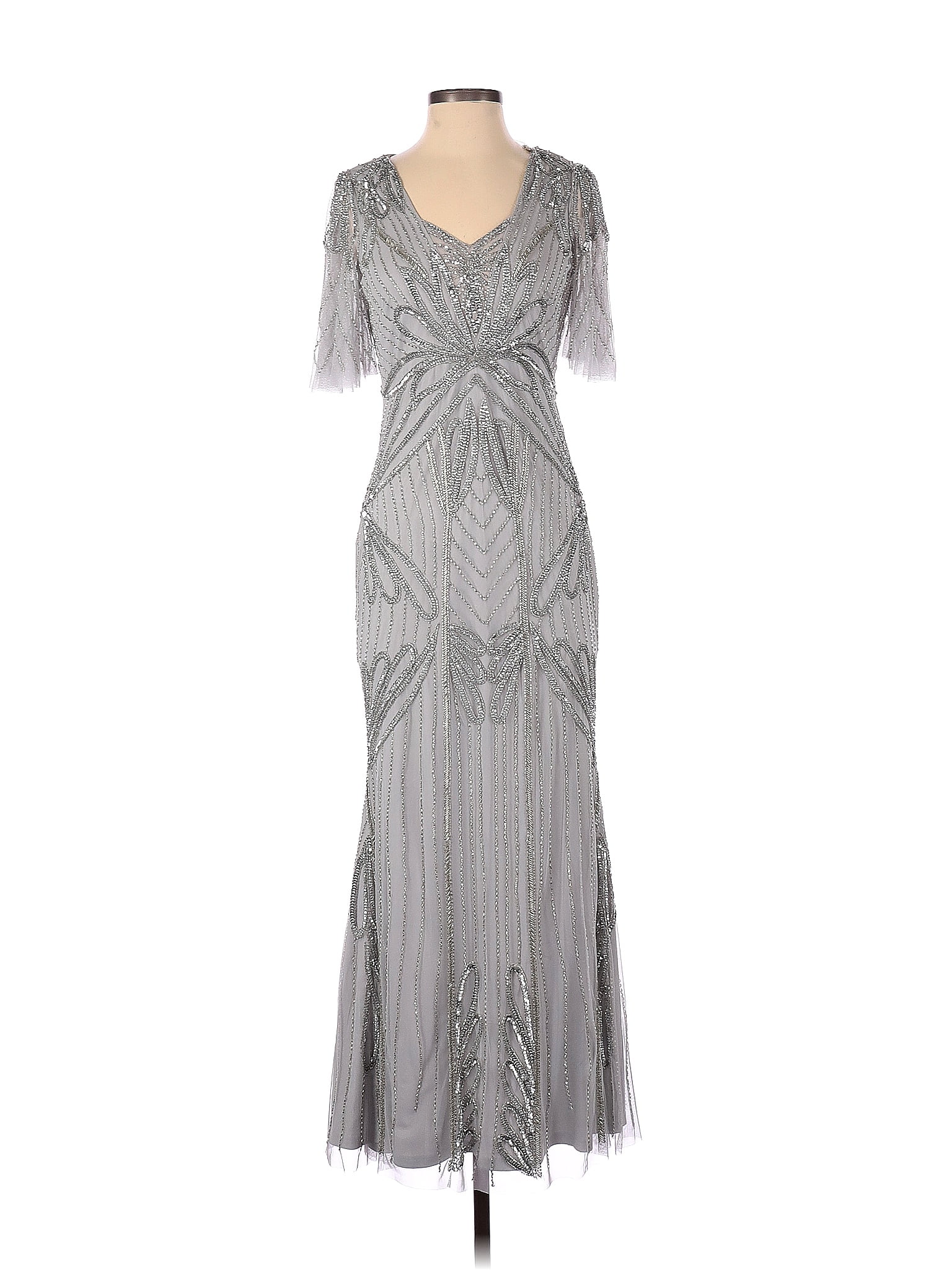 Adrianna Papell 100% Polyester Gray Cocktail Dress Size 0 (Petite) - 71 ...