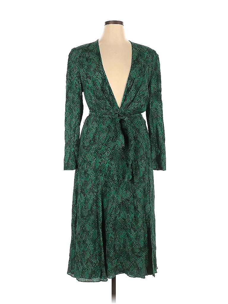 Fame And Partners 100% Rayon Snake Print Green Casual Dress Size 14 ...