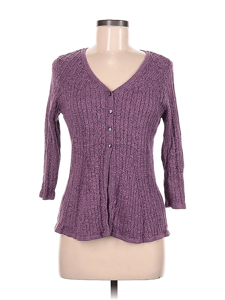 Croft & Barrow 100% Cotton Purple Cardigan Size M - 54% off | thredUP