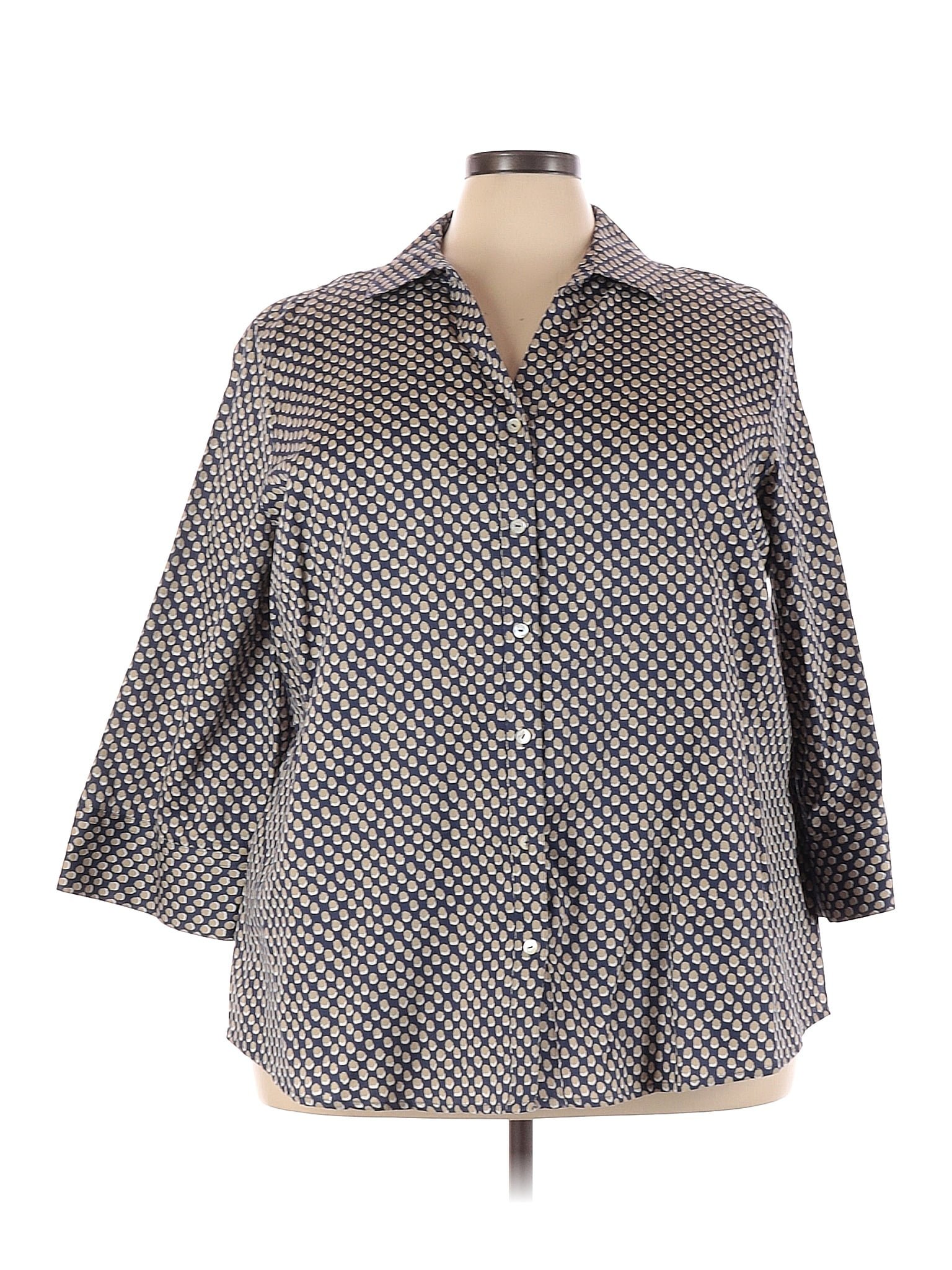 Foxcroft 100% Cotton Gray 3/4 Sleeve Blouse Size 24 (Plus) - 65% off ...