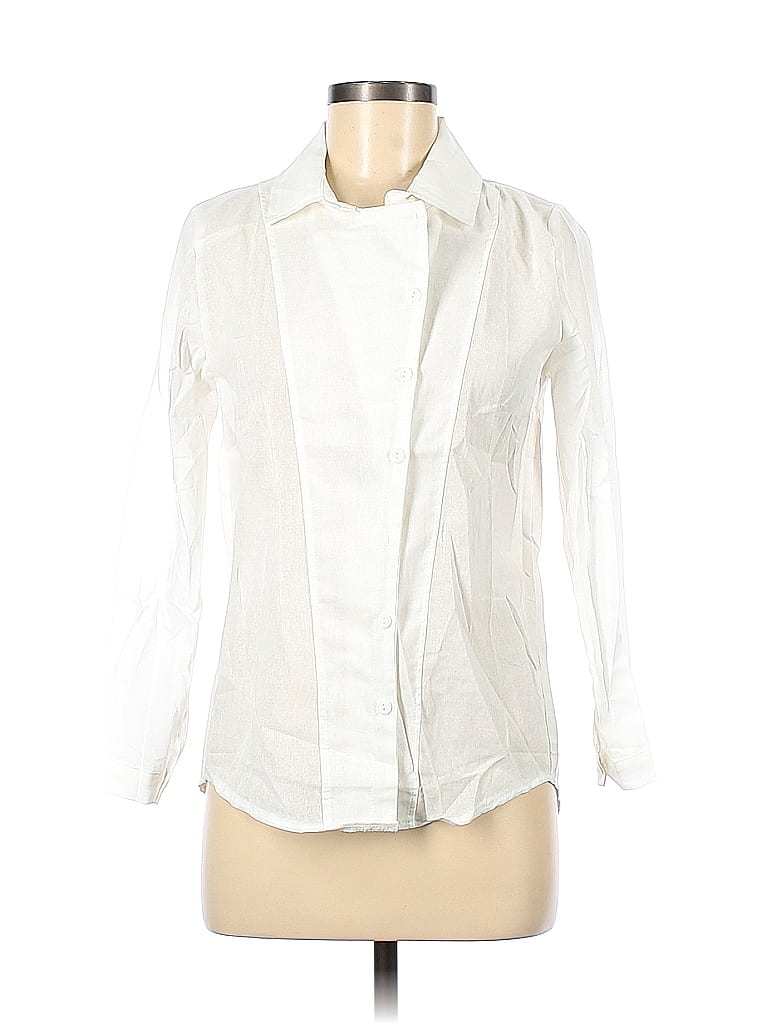 Unbranded 100% Cotton White Long Sleeve Button-Down Shirt Size M - 60% ...