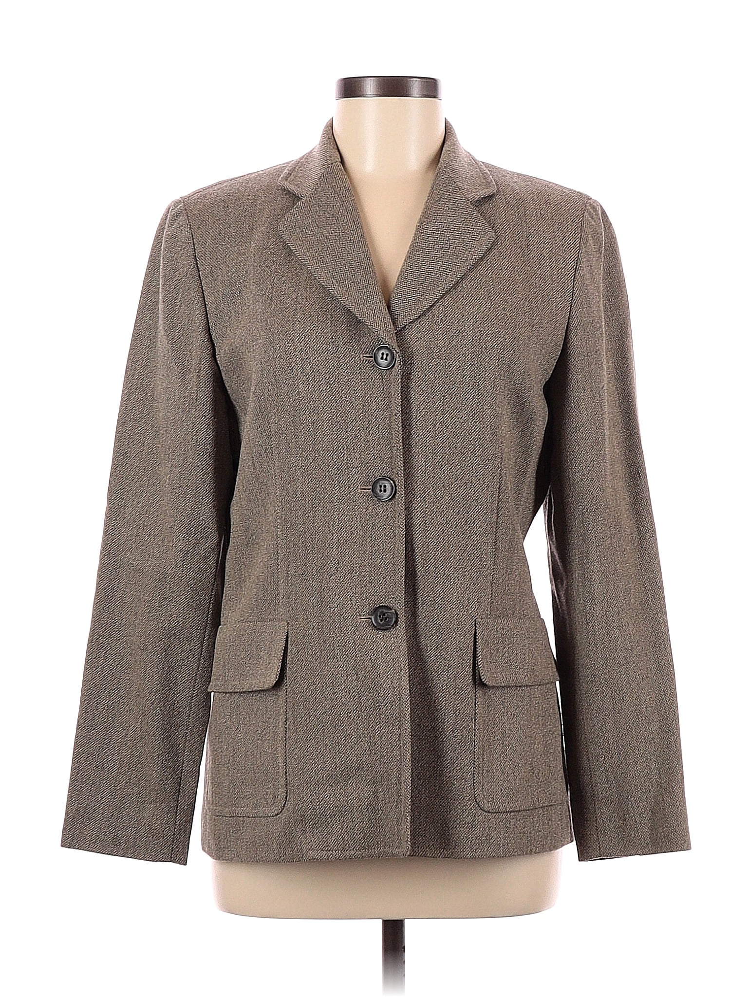 Blazer Femme Brooks Brothers En Laine Chevron Marron - Taille 14 - Occasion Très Bon état