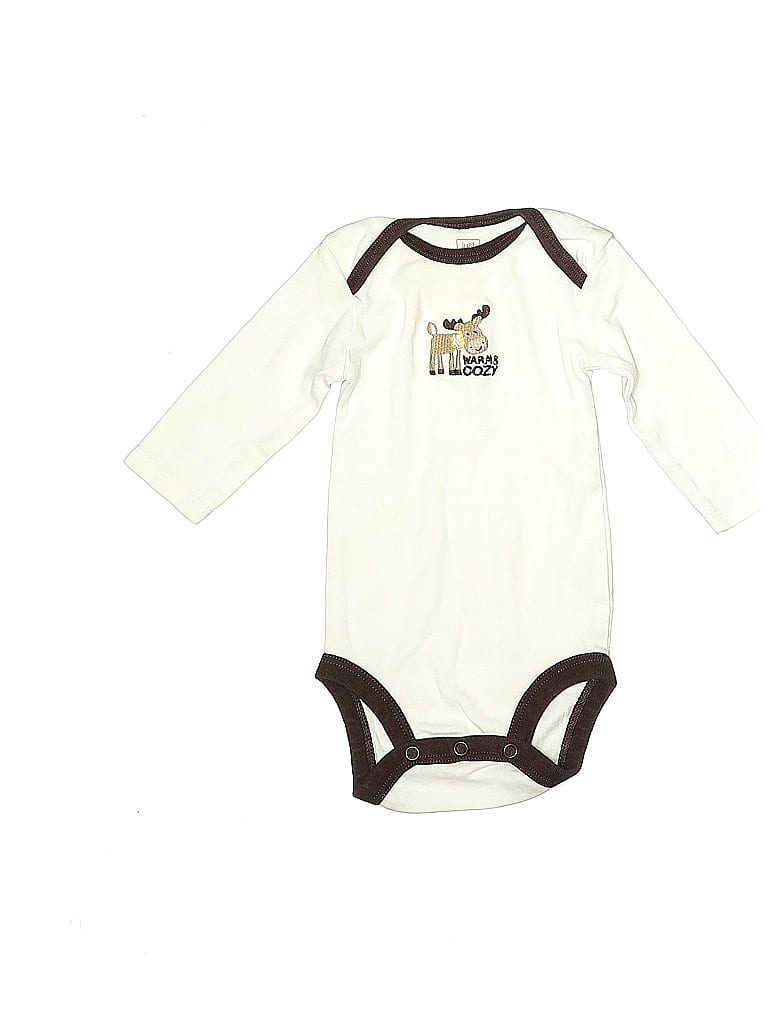 Just One You 100% Cotton Ivory White Long Sleeve Onesie Size 3 mo - photo 1