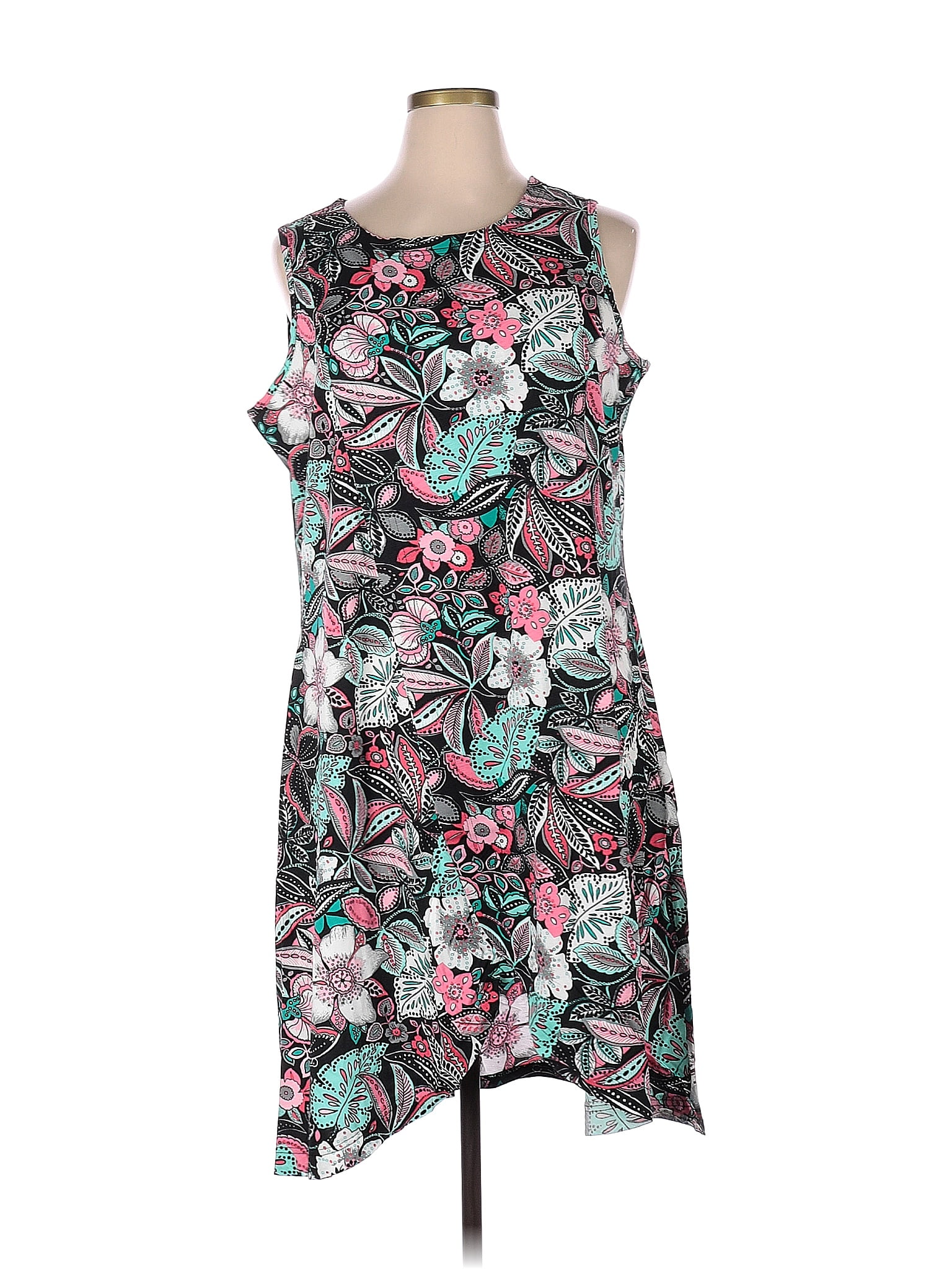 Anthony Richards Floral Multi Color Black Casual Dress Size 1X (Plus ...