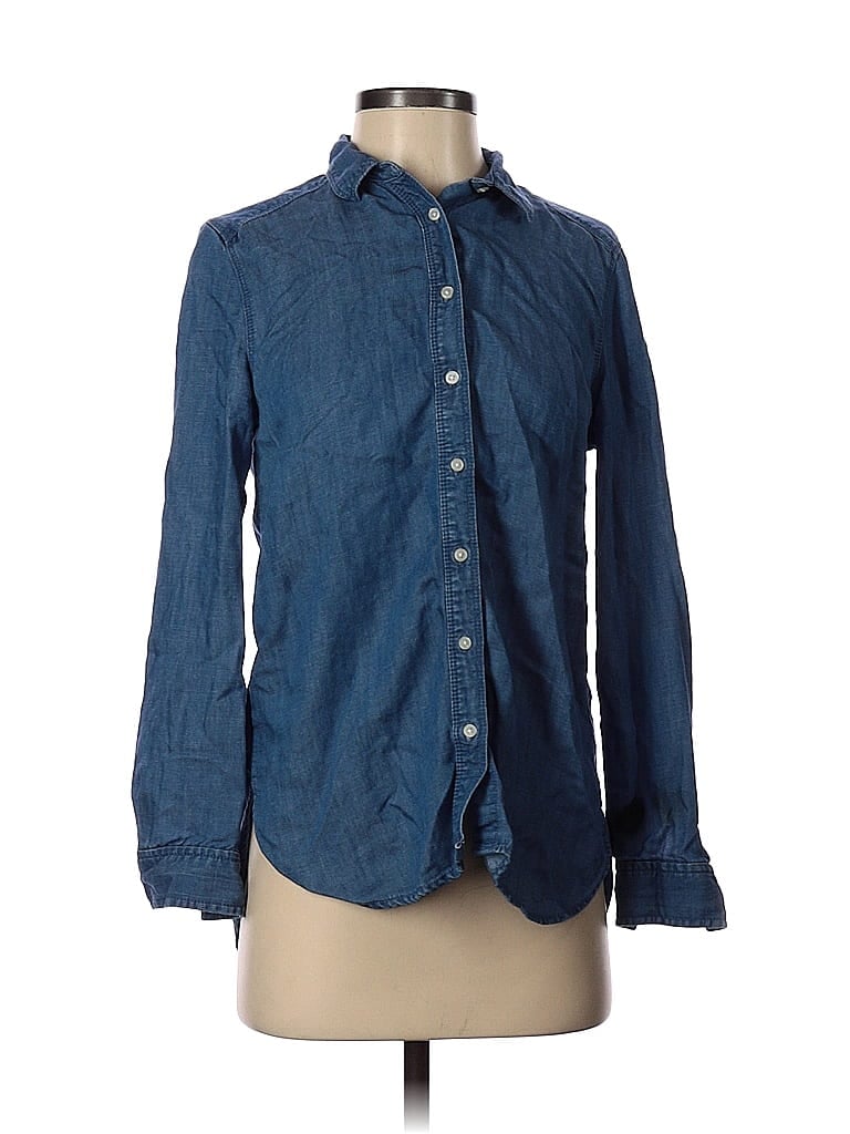 Ann Taylor LOFT Blue Long Sleeve Button-Down Shirt Size S - photo 1