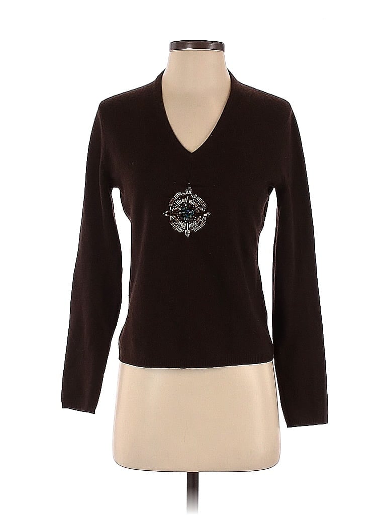 Magaschoni 100% Cashmere Solid Brown Cashmere Pullover Sweater Size S ...