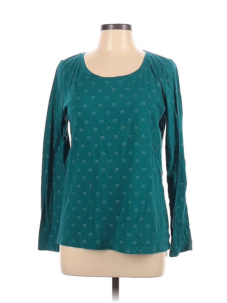 Ann Taylor LOFT Outlet 100% Cotton Teal Long Sleeve T-Shirt Size L - 42 ...