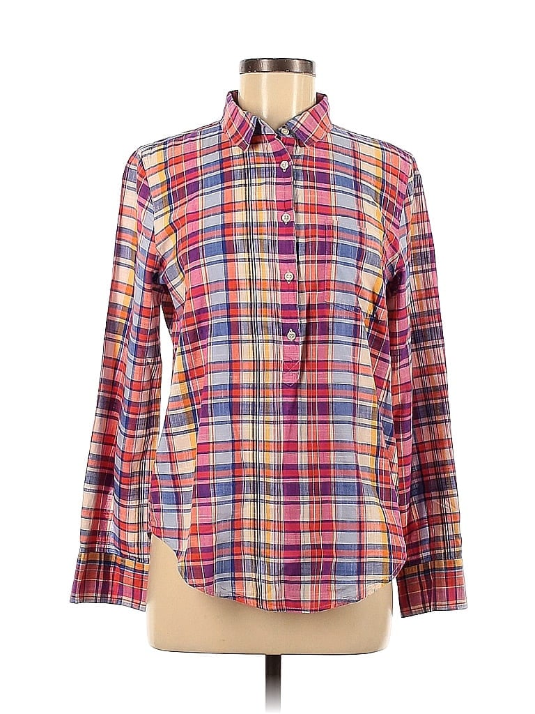 J.Crew Factory Store 100% Cotton Plaid Pink Long Sleeve Button-Down Shirt Size 6 - photo 1