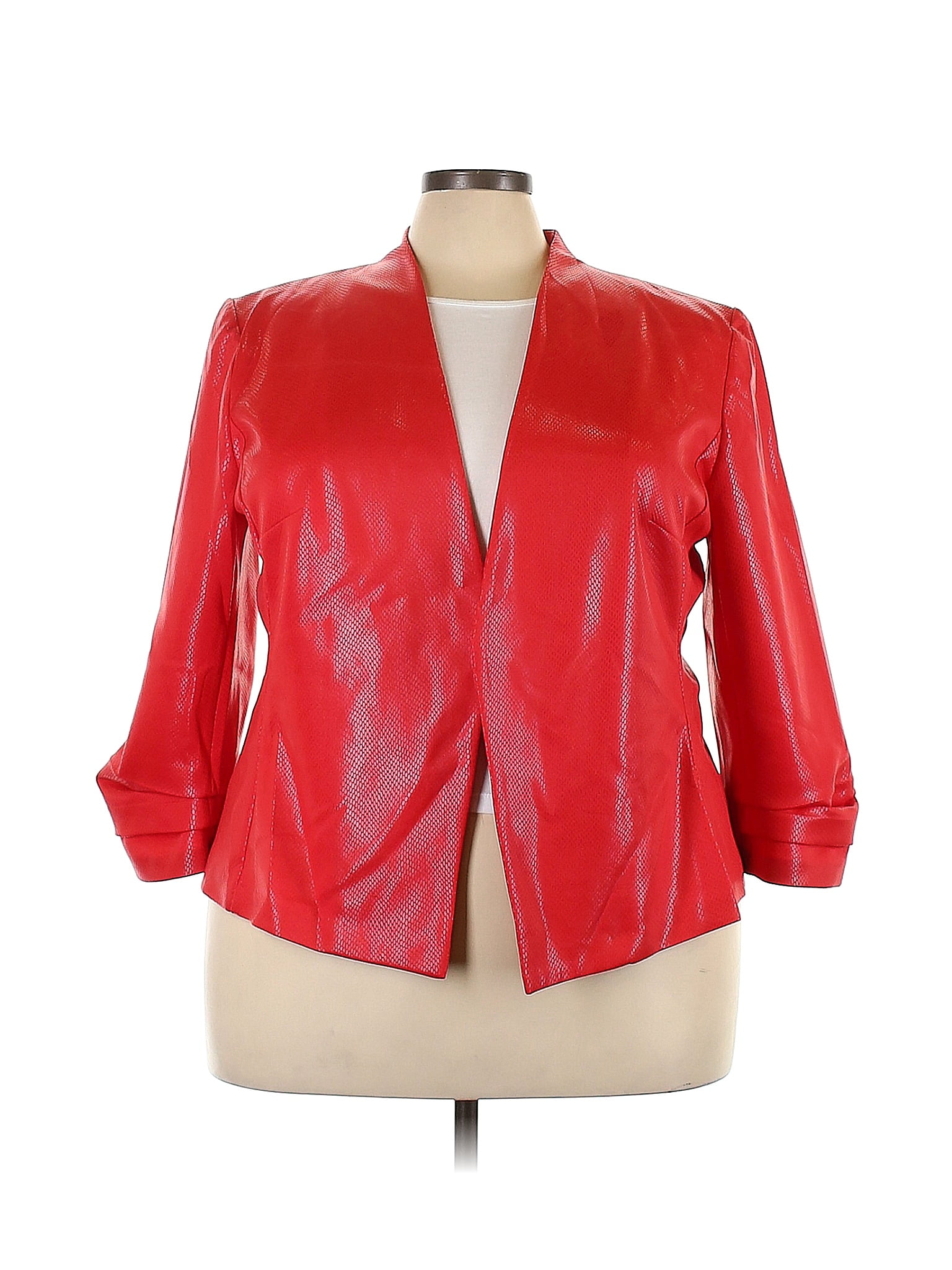 Ashley Stewart Red Faux Leather Jacket Size 22 24 Plus Plus 55