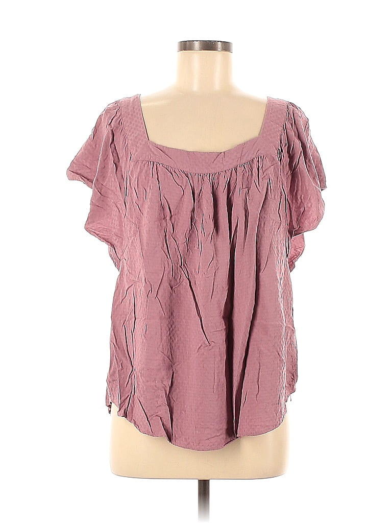 Ann Taylor Loft Outlet 100 Rayon Pink Short Sleeve Blouse Size Xl 55