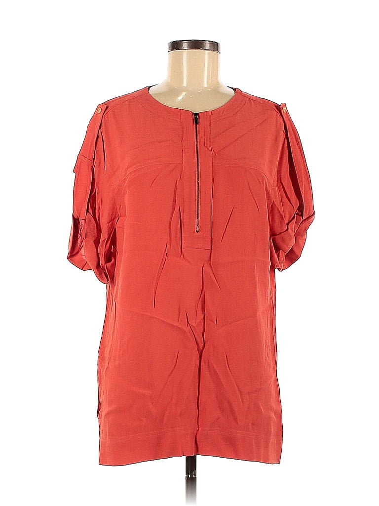 BCBGMAXAZRIA 100% Viscose Red Orange Short Sleeve Blouse Size M - photo 1