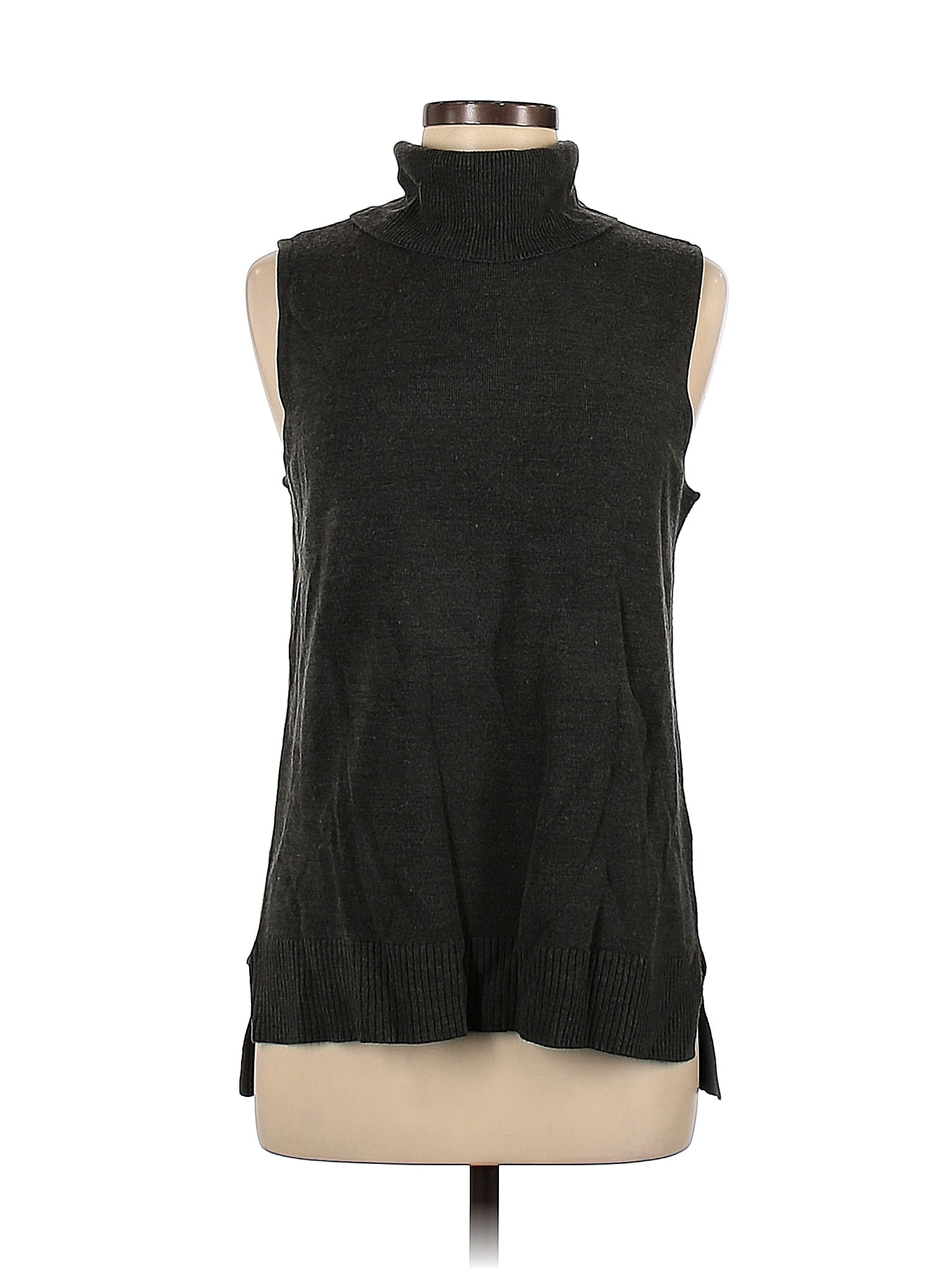 Croft & Barrow 100% Acrylic Color Block Black Turtleneck Sweater Size M ...