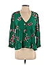 Sézane 100% Silk Floral Green Long Sleeve Silk Top Size 38 (FR) - photo 1