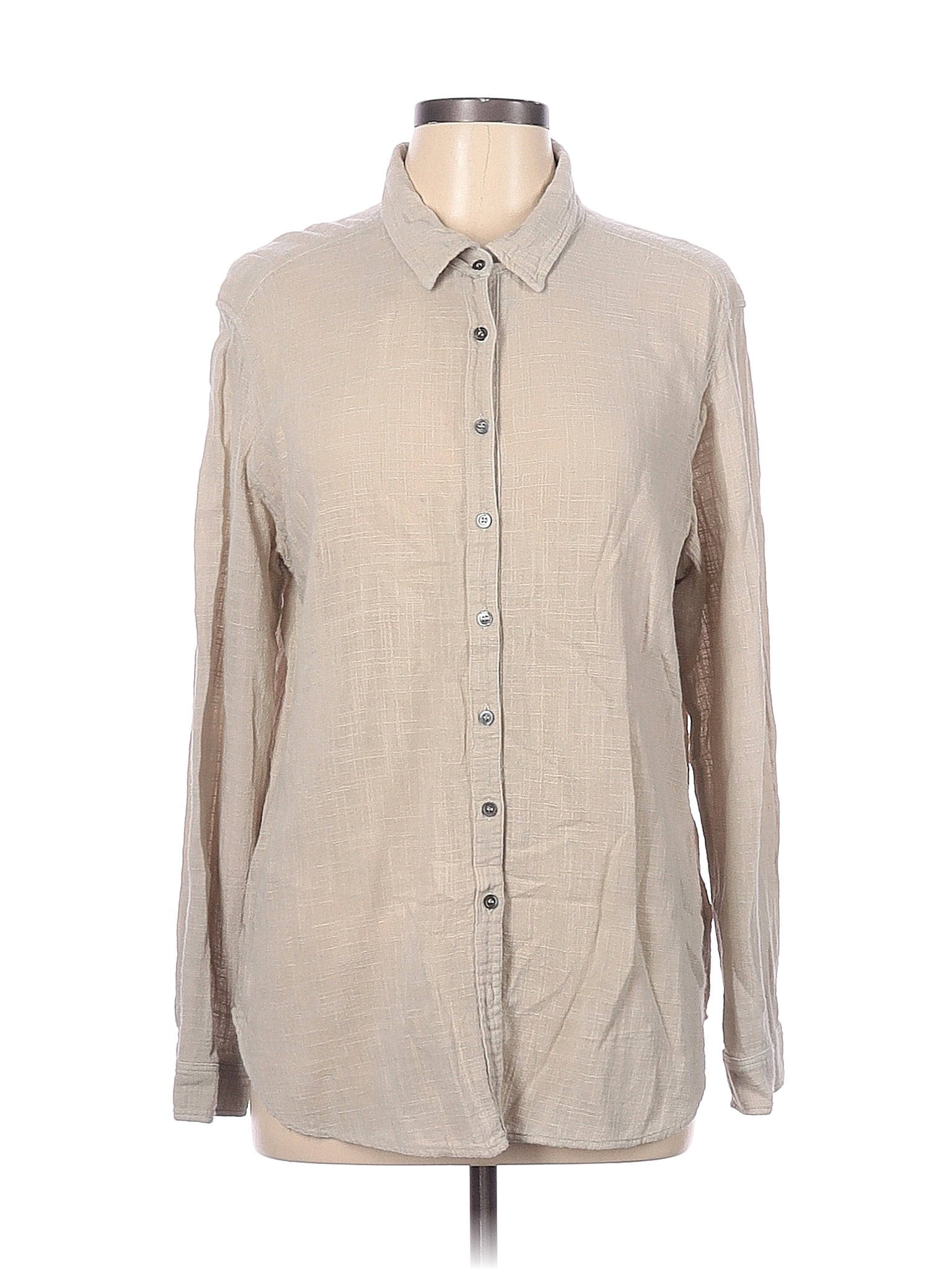 Xirena 100% Cotton Tan Long Sleeve Button-Down Shirt Size L - 81% off ...