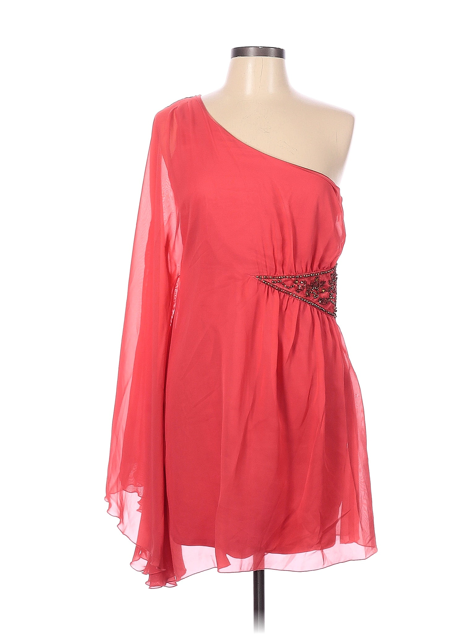 Free People 100 Polyester Solid Red Cocktail Dress Size 10 73 Off