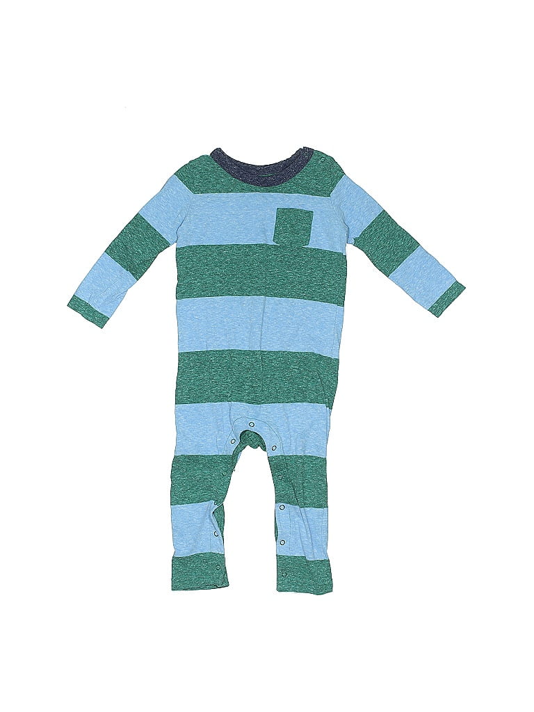 Primary Clothing Stripes Color Block Blue Long Sleeve Onesie Size 12-18 mo - photo 1