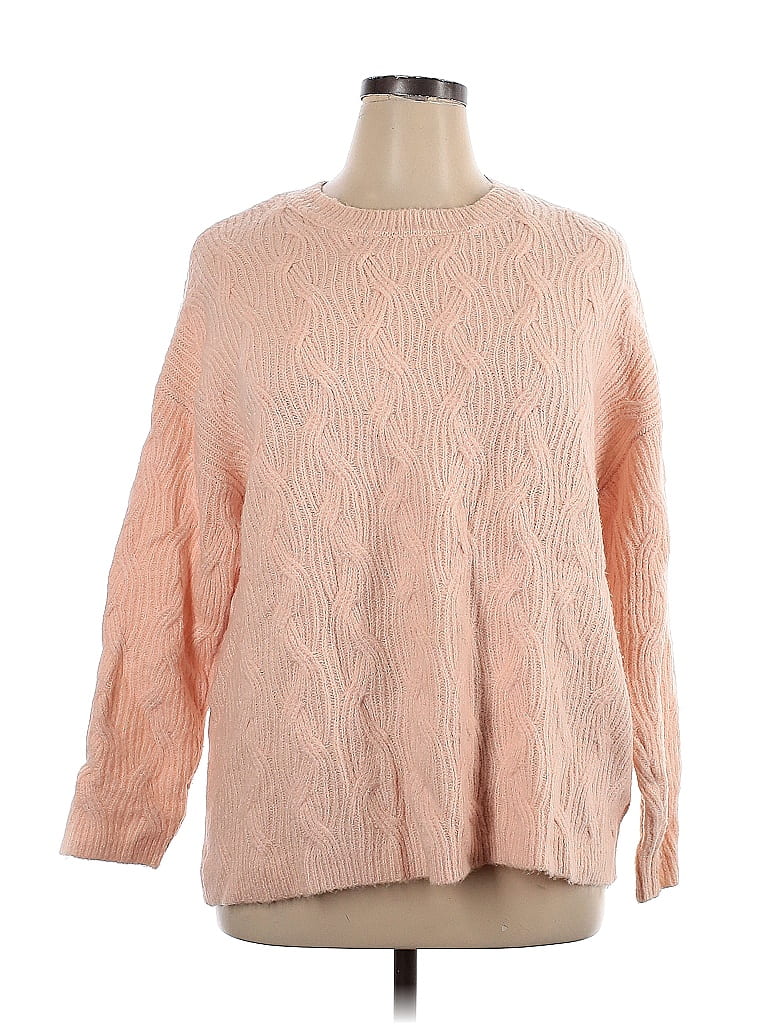 Cj Banks Color Block Solid Pink Pullover Sweater Size 1X (Plus) - photo 1