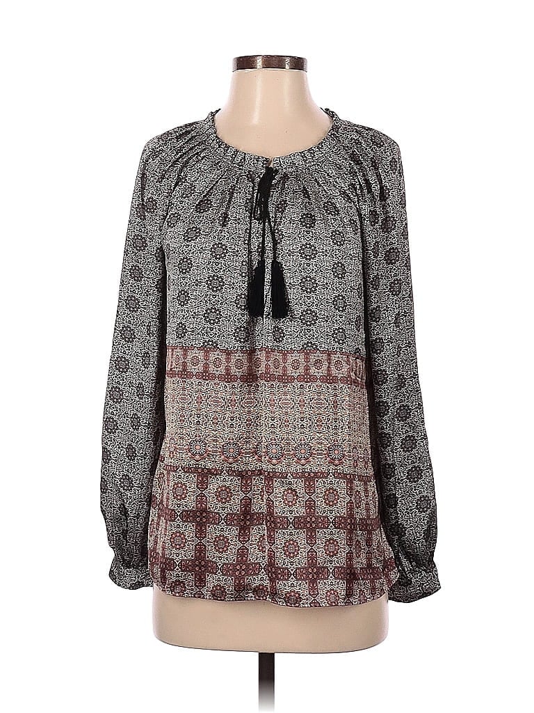 Pre-owned Mng Long Sleeve Blouse In Gray