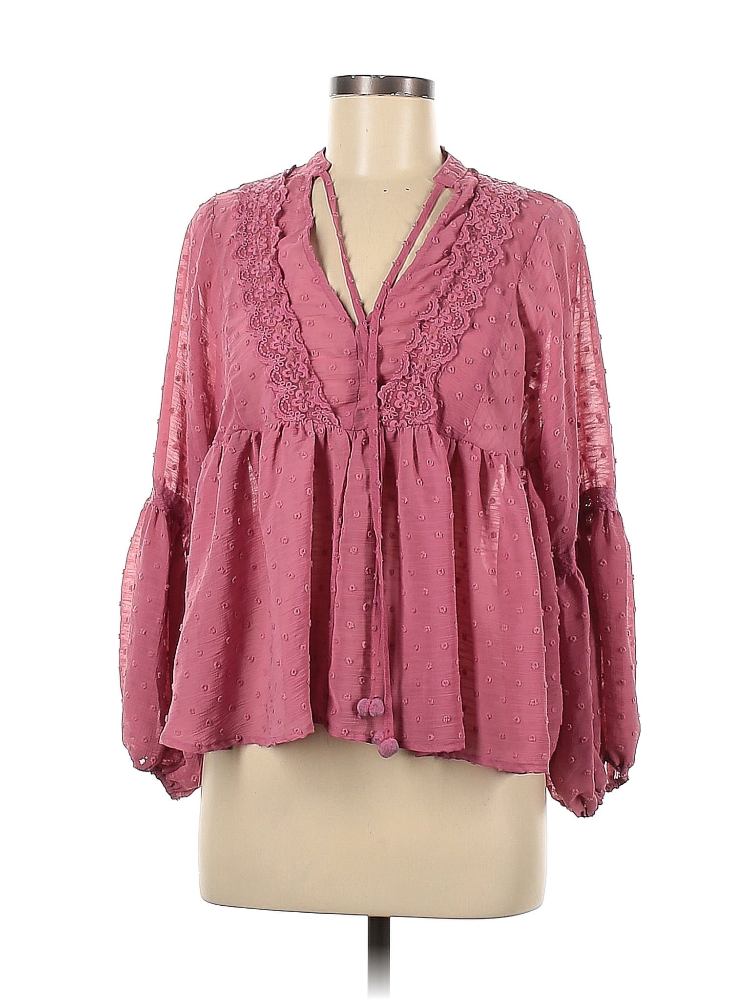 Soho 100 Polyester Pink Long Sleeve Blouse Size M 86 Off Thredup 6216