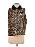 Assorted Brands Tortoise Animal Print Leopard Print Gold Tan Faux Fur Vest Size M (Petite) - photo 1