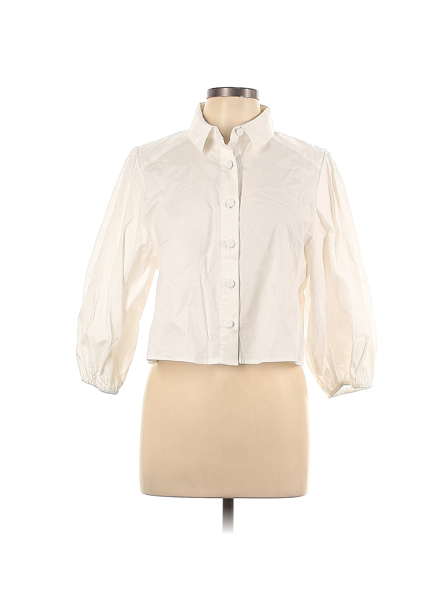 Only White Long Sleeve Button-Down Shirt Size 42 (EU) - 77% off | thredUP
