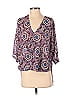 WAYF 100% Polyester Purple Red Short Sleeve Blouse Size XS - photo 1