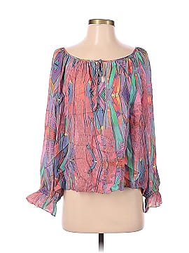Tangerine Long Sleeve Silk Top (view 1)