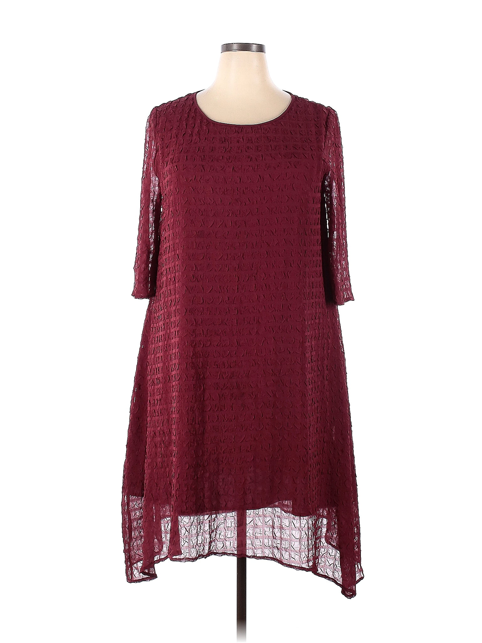 Assorted Brands Solid Maroon Burgundy Casual Dress Size 2X (Plus) - 60% ...