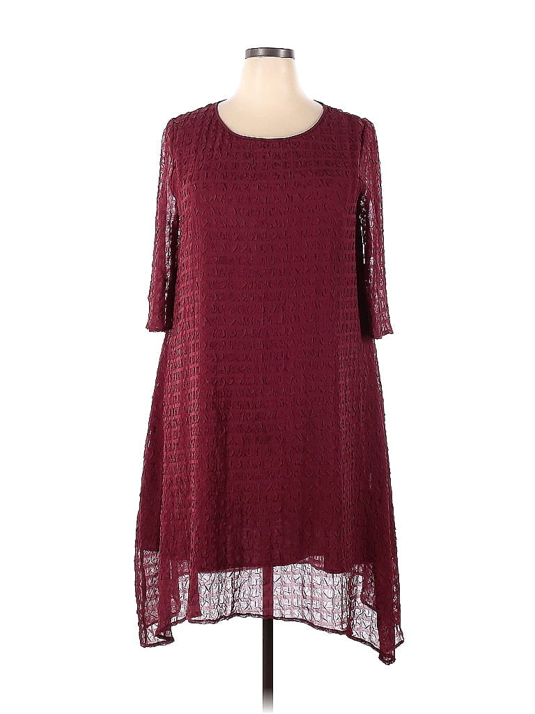 Assorted Brands Solid Maroon Burgundy Casual Dress Size 2X (Plus) - 60% ...
