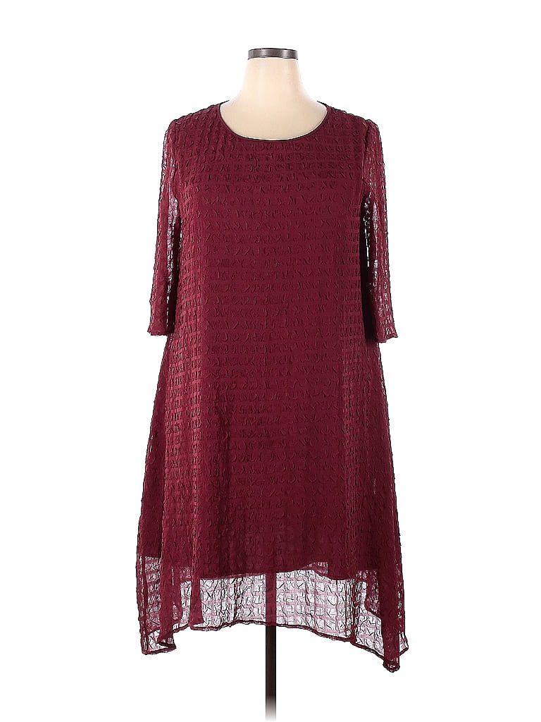 Assorted Brands Solid Maroon Burgundy Casual Dress Size 2X (Plus) - 60% ...