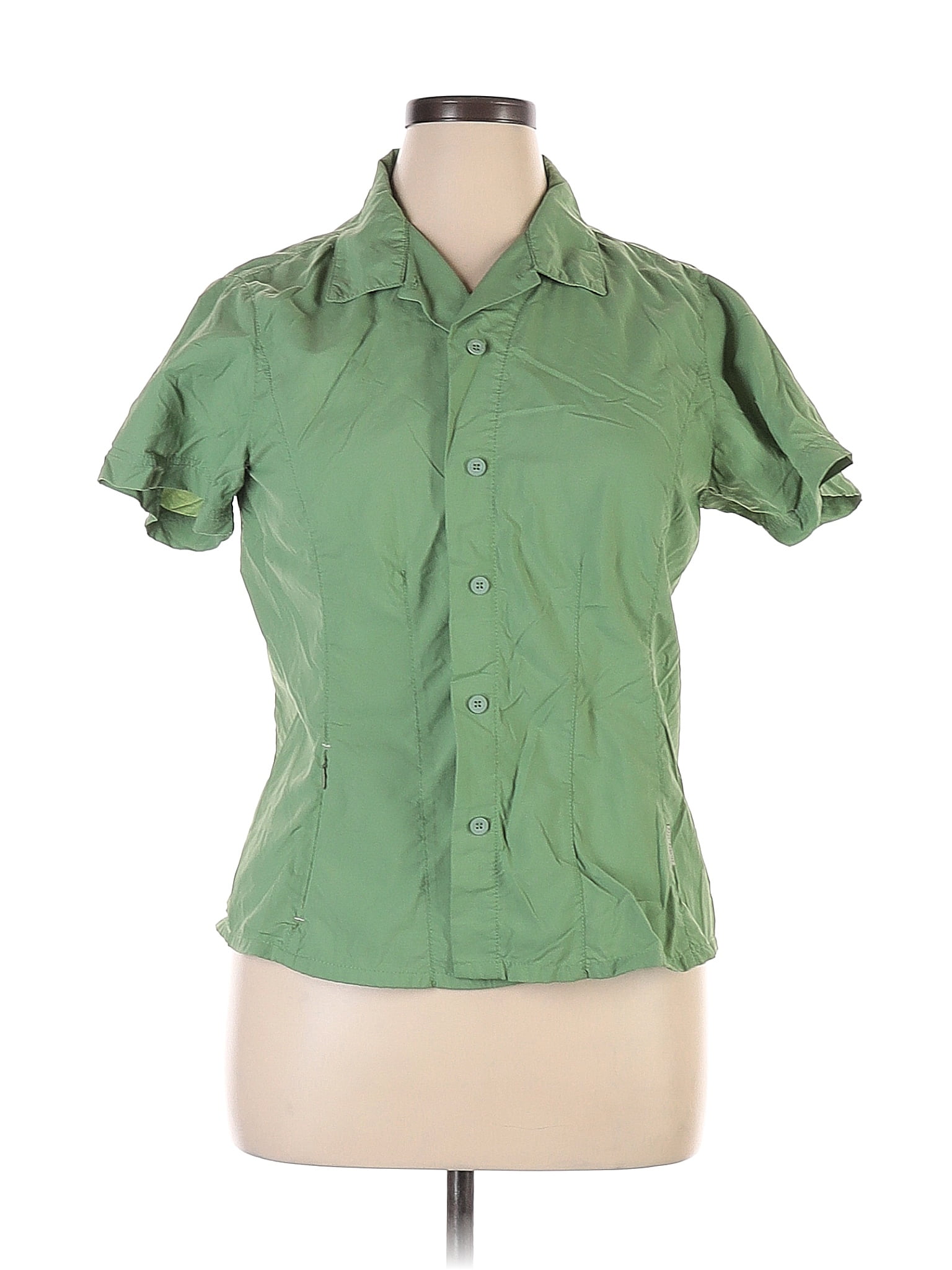 Royal Robbins 100 Nylon Green Short Sleeve Button Down Shirt Size Xl